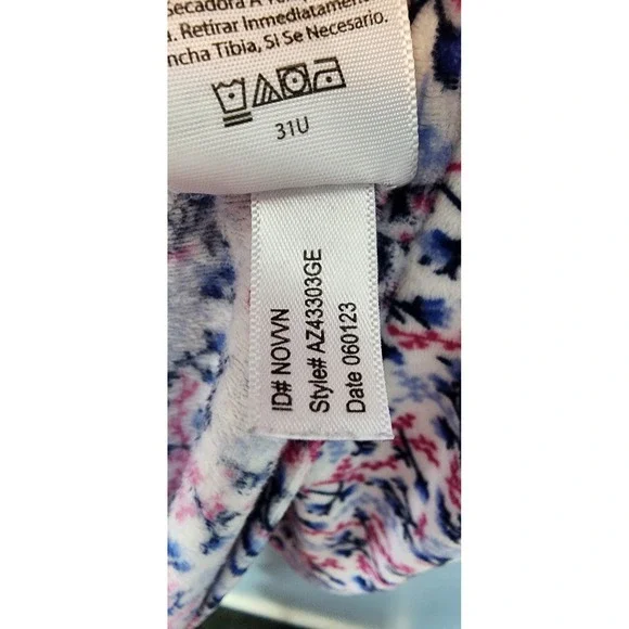 Aria Collection Nightgown Womens 3X Blue Pink Floral Long Sleeve Fleece Pockets - Picture 6 of 10